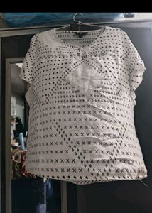 White Printed Short Sleeve and Pink Tunic Top