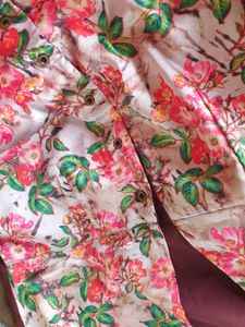 Brown Floral Print Kurta Top