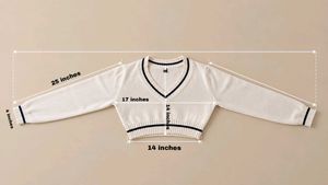 IVORY &amp; BLACK STRIPED CROPPED V-NECK SWEATER