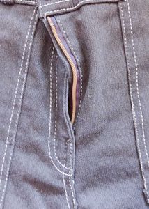 Dark Wash Denim Pants with White Stitching