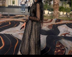 Elegant Black Net Embroidered Kurta