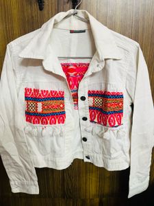 White Embroidered Bohemian Style Jacket
