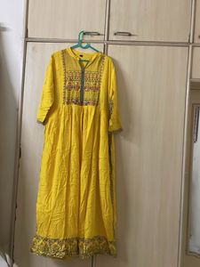 Vibrant Yellow Embroidered Kurta