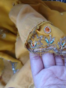 Embroidered Yellow Saree