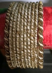 Set of Gold & Cream Bangles