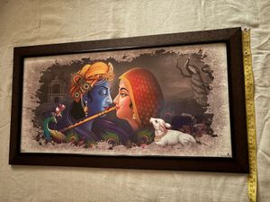 🆕Lord Krishna with Radha Framed Artwork