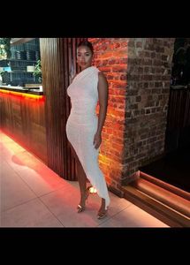 NEWME one shoulder asymmetric midi dress