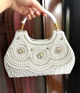 White Beaded Clutch Bag