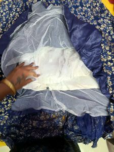 Blue Gown With Flowers Design