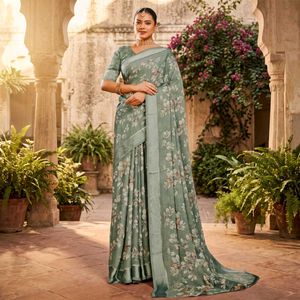 Elegant Floral Print Saree