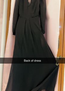 Elegant Black V-Neck floor length Dress