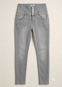 High-Waisted Grey Denim Jeans