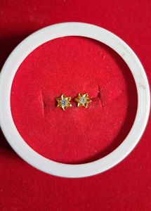 Gold Star Stud Earrings with Crystals