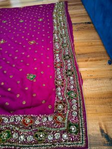 y2k purple heavy handwork saree..