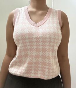 Cute Pink Houndstooth Sweater Vest