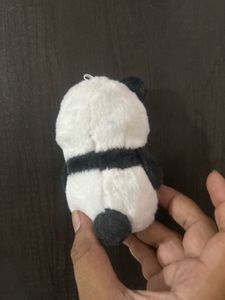 cute Fluffy Panda Charm plush keychain featuring
