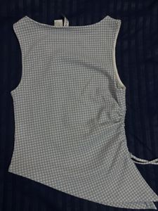 Gingham Check Sleeveless Ruched Top