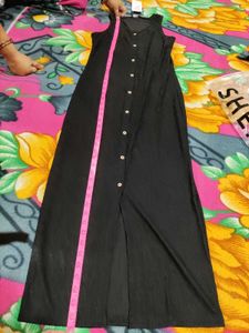 Black Button-Down Maxi Dress