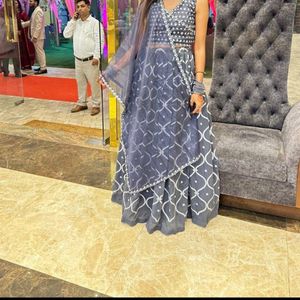 Grey Embellished Lehenga Choli Set