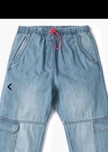 washed denim cargo jeans