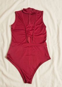 Burgundy Turtleneck Bodysuit