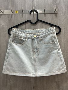 Light Wash Denim Micro-Mini Skirt