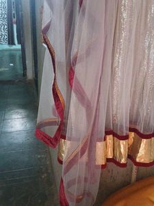 Elegant Maroon and White Ethnic Gown