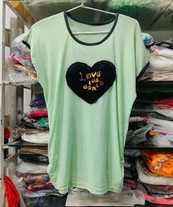 Mint Green Heart Graphic Tee