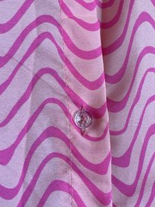 Pink Wavy Pattern Button-Up Shirt