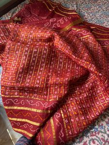 Pure silk bandhej gharchola saree
