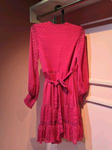 Vibrant Pink Swiss Dot Dress