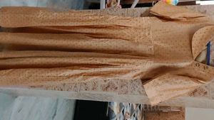 Peach Printed Anarkali Gown