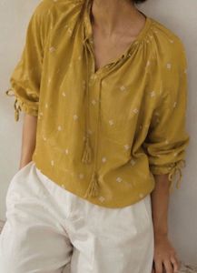 Boho Mustard Tassel Blouse
