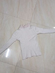 Ribbed Turtleneck with Lace Detail