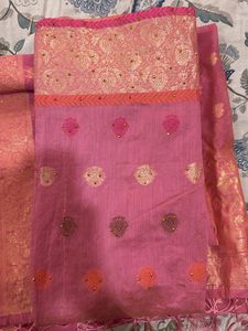 Banarasi orangish Pink Kurta Set with Dupatta