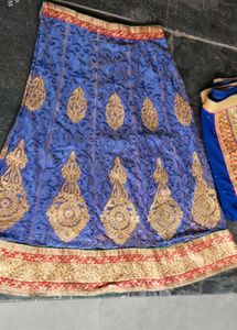 Embroidered Blue Lehenga Choli , black top free