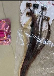 Matte Purple False Nails and hair extensions combo