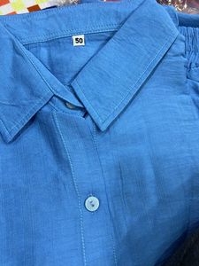 blue cotton plus size cordset