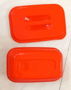 Rectangular Red Plastic Basket, For Storage