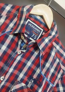 Red🔴 &amp; Navy Blue Check Printed Shirt For 38 Chest