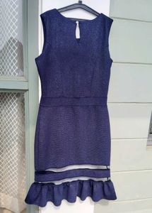 Elegant Navy Blue Textured Dress