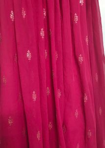 Elegant Maroon Embroidered Gown with Dupatta