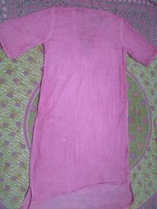 Pink V-Neck Kurta
