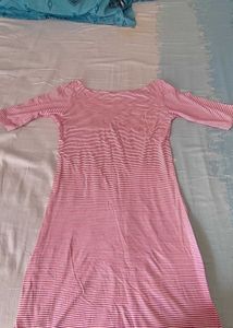 Pink And White Linning One Piece Dress