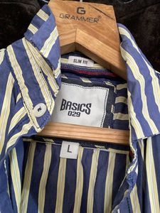 Vintage Striped Short Sleeve Button-Up Shirt