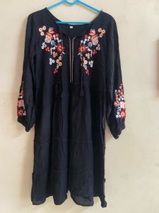 Embroidered Tiered Mini Dress