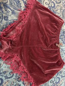 Burgundy Velvet Lace Trimmed Briefs