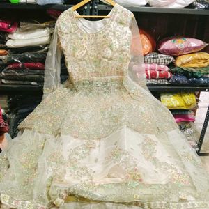Heavy Embroidery Work Crop Top Set