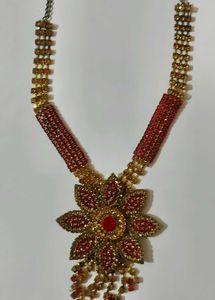 Red &amp; Gold Indian Bridal Jewelry Set and Free cosm