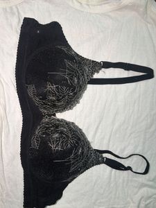 Elegant Black Embroidered Bra